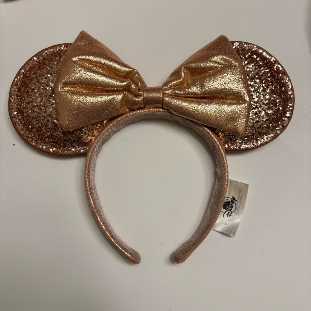 Rose Gold Glitter Mouse Ears Headband